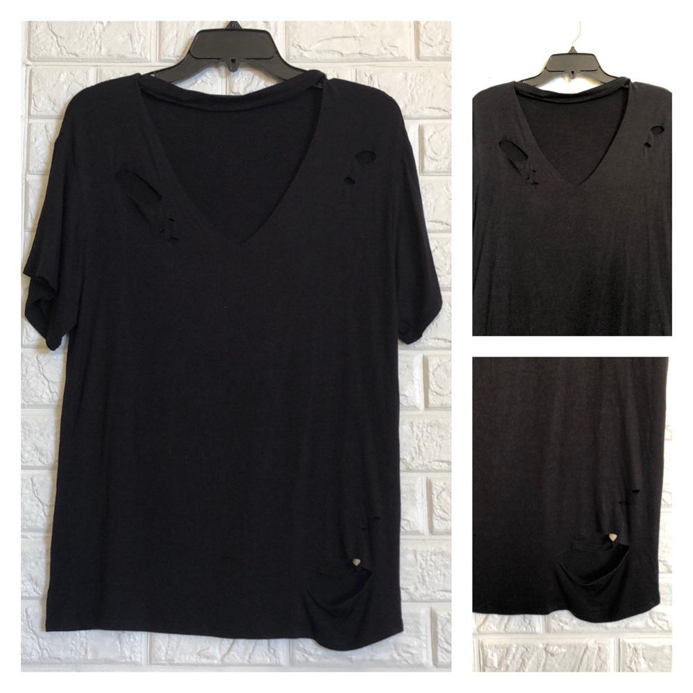 Hippie Chic holey‎ cut choker v-neck oversized soft